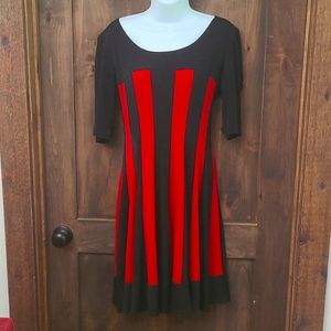 Red and black striped dress